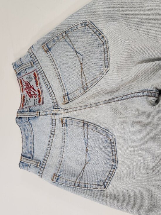 Vintage Buffalo Jeans 100% Cotton Light Wash 90s Distressed Denim Size 27 - Picture 7 of 15